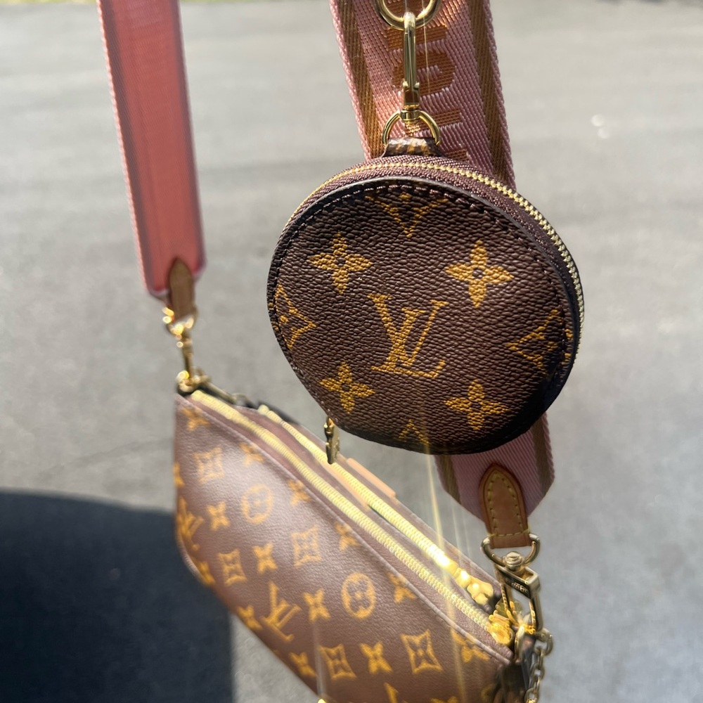 Louis Vuitton pochette Brown and Pink Monogram Crossbody Bag